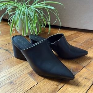 heeled mule slip-ons